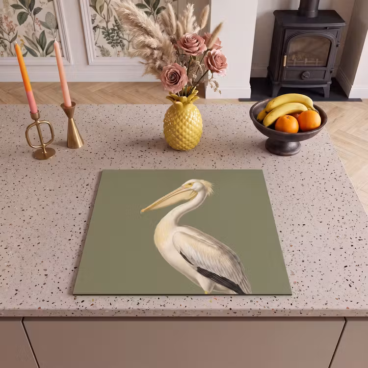 Herdabdeckplatte - Pelikan - Weiß - Vogel - Klassisch - Natur — 3