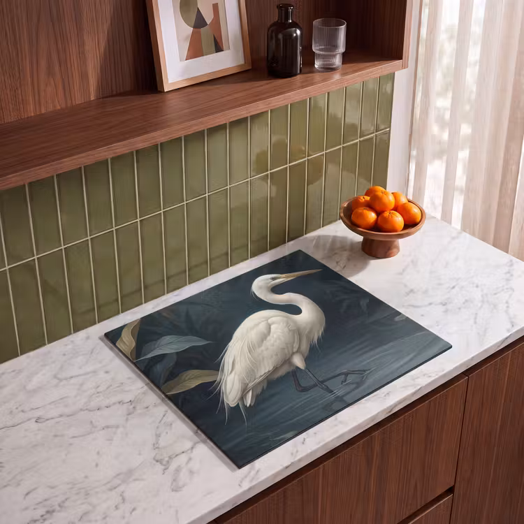 Herdabdeckplatte - Reiher - Wasser - Natur - Modern - Weiß — 4