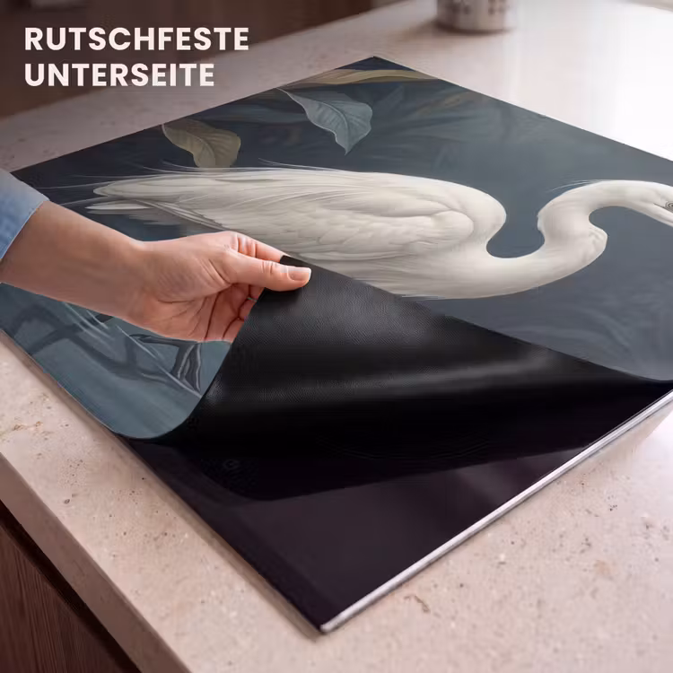 Herdabdeckplatte - Reiher - Wasser - Natur - Modern - Weiß — 6