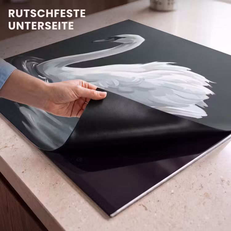 Herdabdeckplatte - Schwan - Wasser - Natur - Realistisch - Weiß — 6