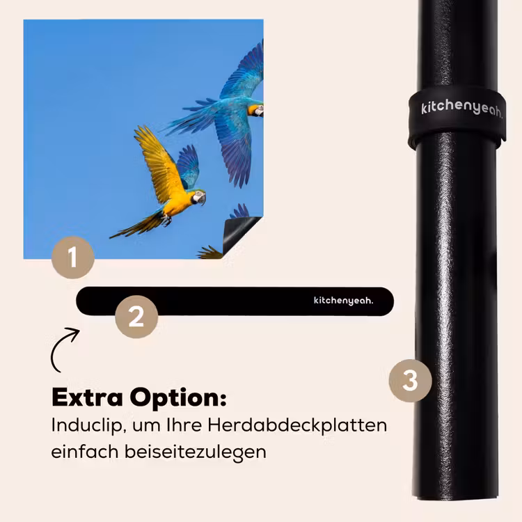 Herdabdeckplatte - Papagei - Fliegen - Blau - Gelb — 8