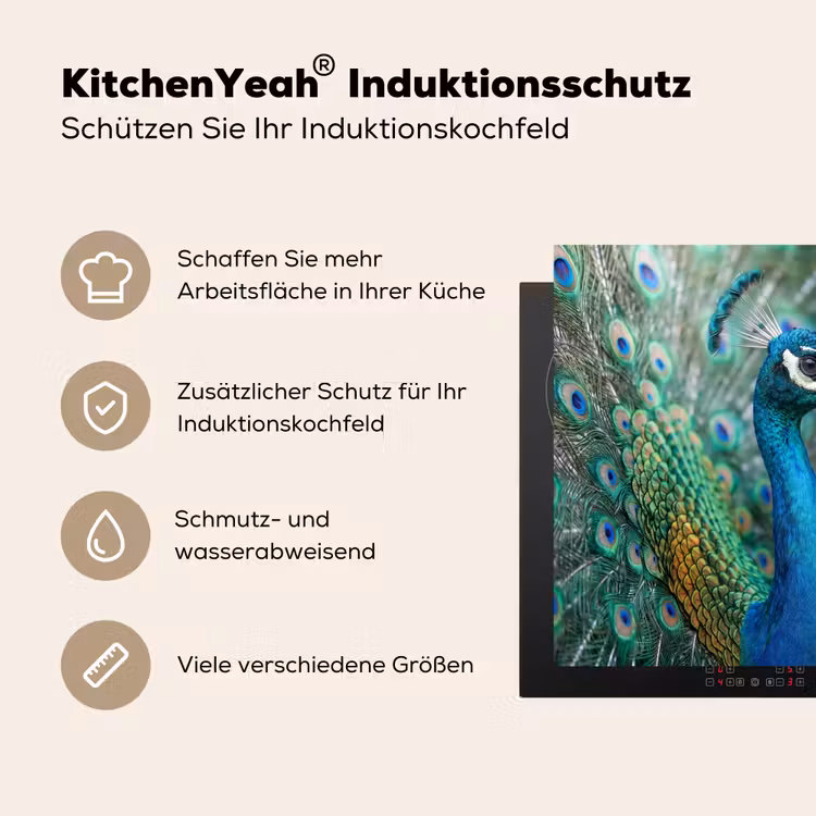 Herdabdeckplatte - Pfau - Federn - Blau — 5