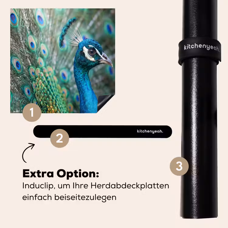 Herdabdeckplatte - Pfau - Federn - Blau — 8