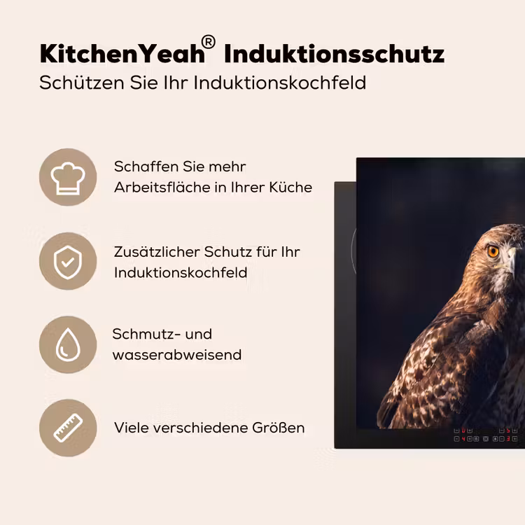 Herdabdeckplatte - Raubvogel - Mäusebussard - Braun — 5