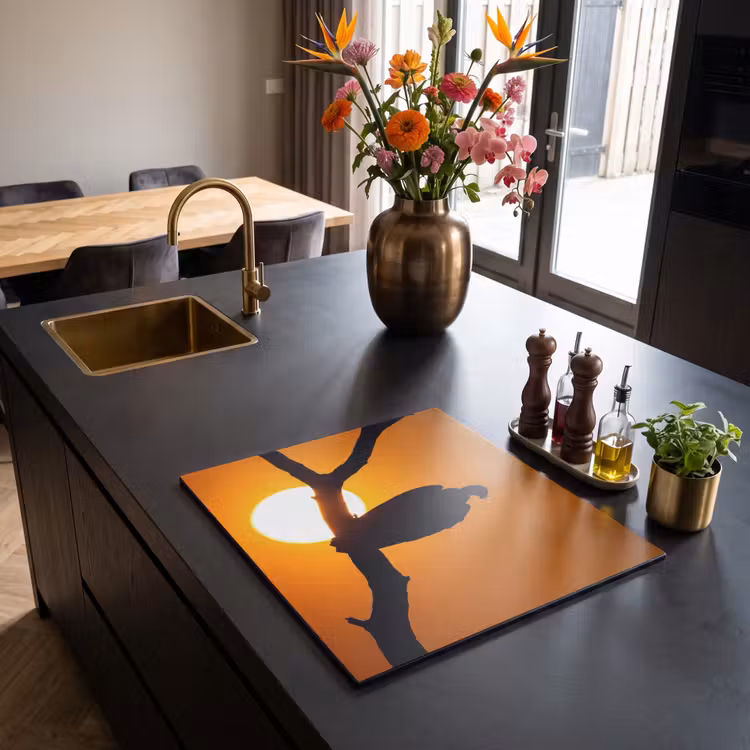 Herdabdeckplatte - Geier - Zweig - Sonne - Orange — 2