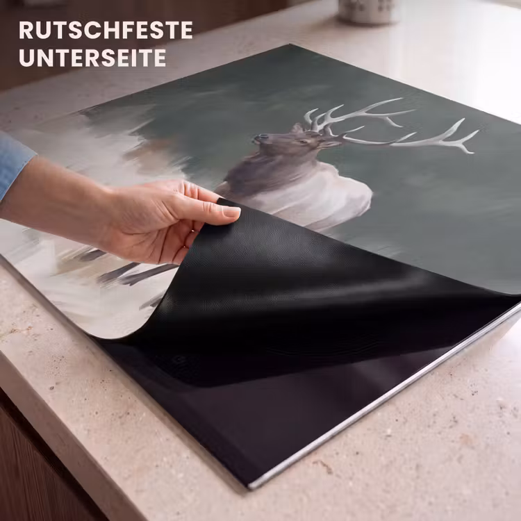 Herdabdeckplatte - Rothirsch - Geweih - Malerei - Rustikal — 6