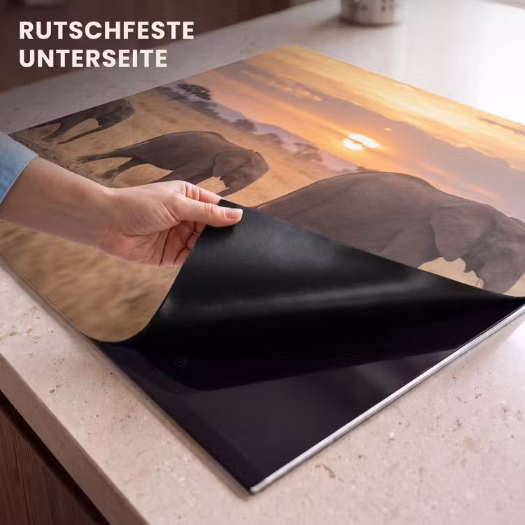 Herdabdeckplatte - Elefanten - Savanne - Sonnenuntergang - Afrika - Warm — 6