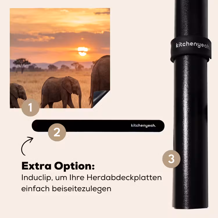 Herdabdeckplatte - Elefanten - Savanne - Sonnenuntergang - Afrika - Warm — 8