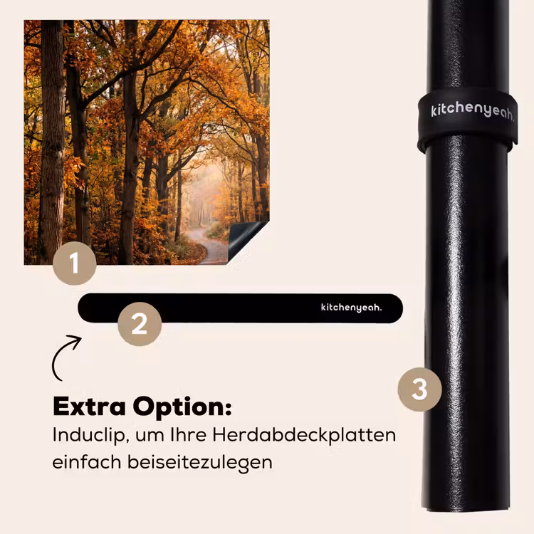 Herdabdeckplatte - Waldweg - Herbstwald - Blätter - Orange - Nostalgisch — 8