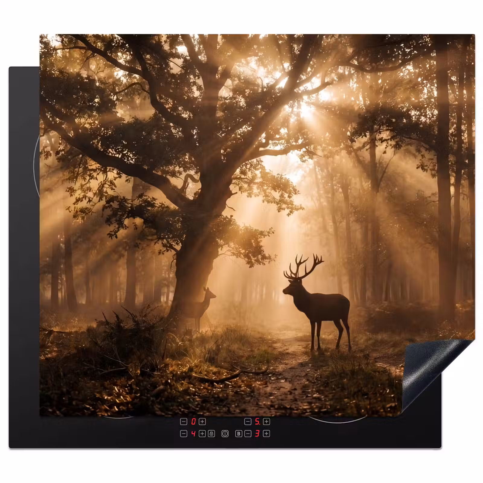 Herdabdeckplatte - Hirsch - Wald - Neblig - Natur - Gold — 1