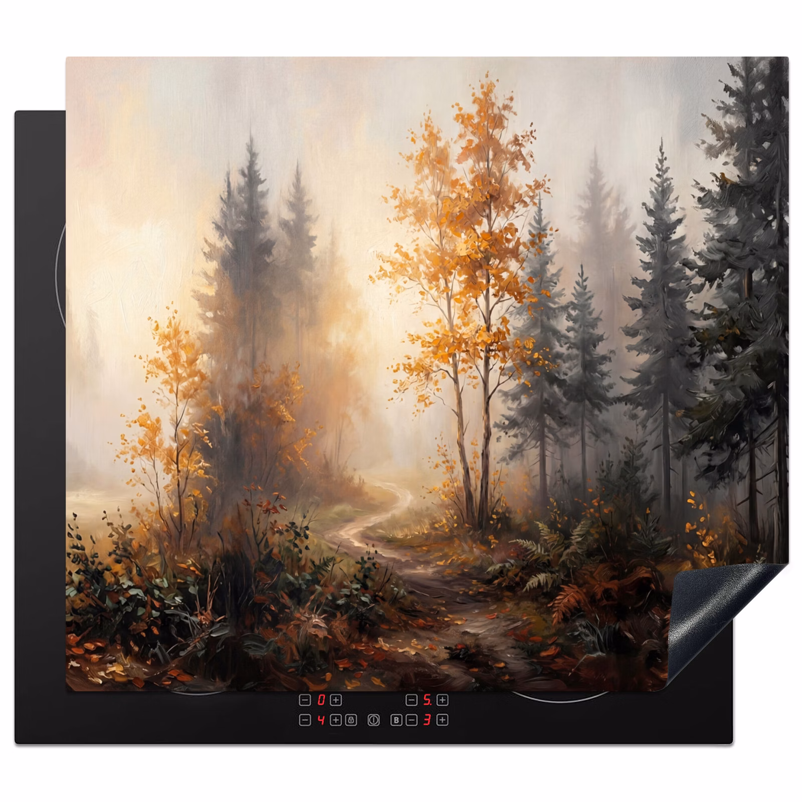 Herdabdeckplatte - Waldweg - Herbstlaub - Natur - Landschaft - Orange — 1