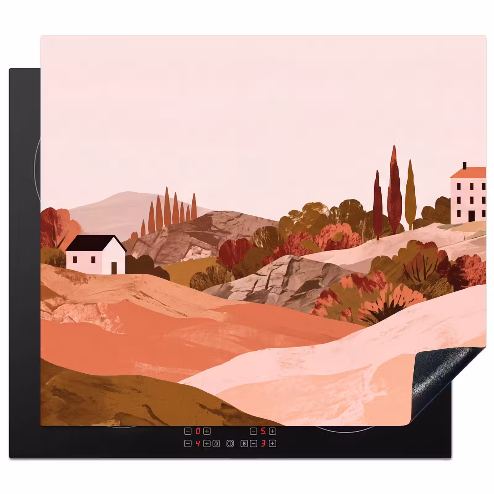 Herdabdeckplatte - Hügellandschaft - Grafik - Terrakotta — 1