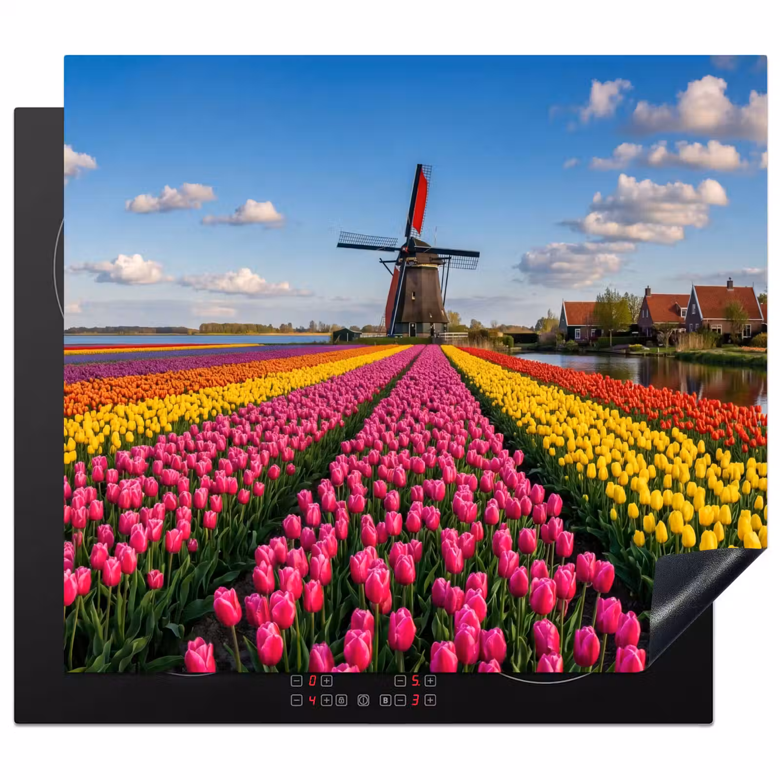 Herdabdeckplatte - Tulpen - Holland - Mühle - Farbenfroh — 1