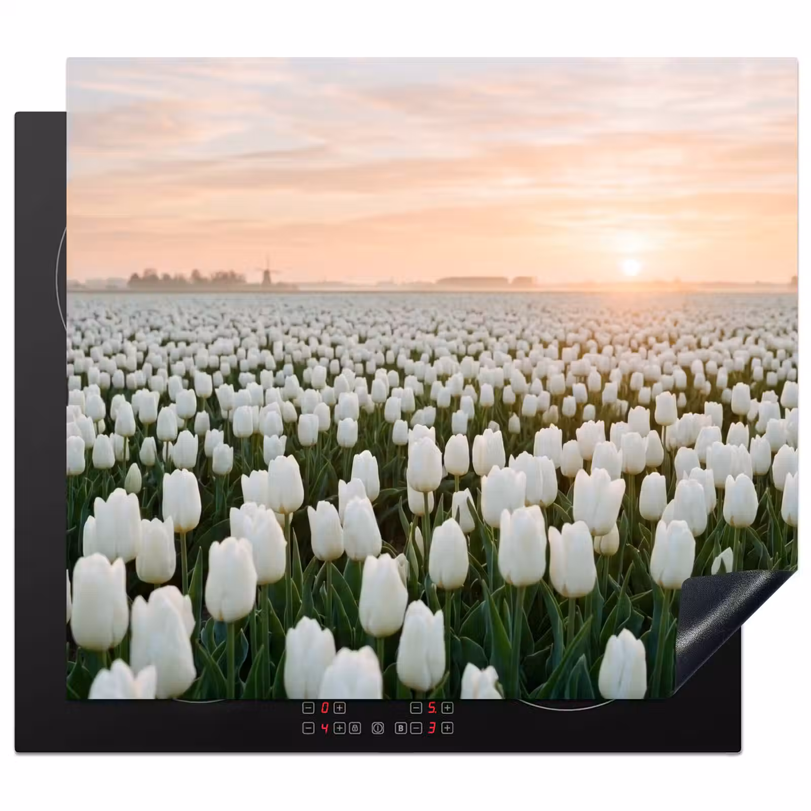 Herdabdeckplatte - Tulpen - Landschaft - Weiß — 1