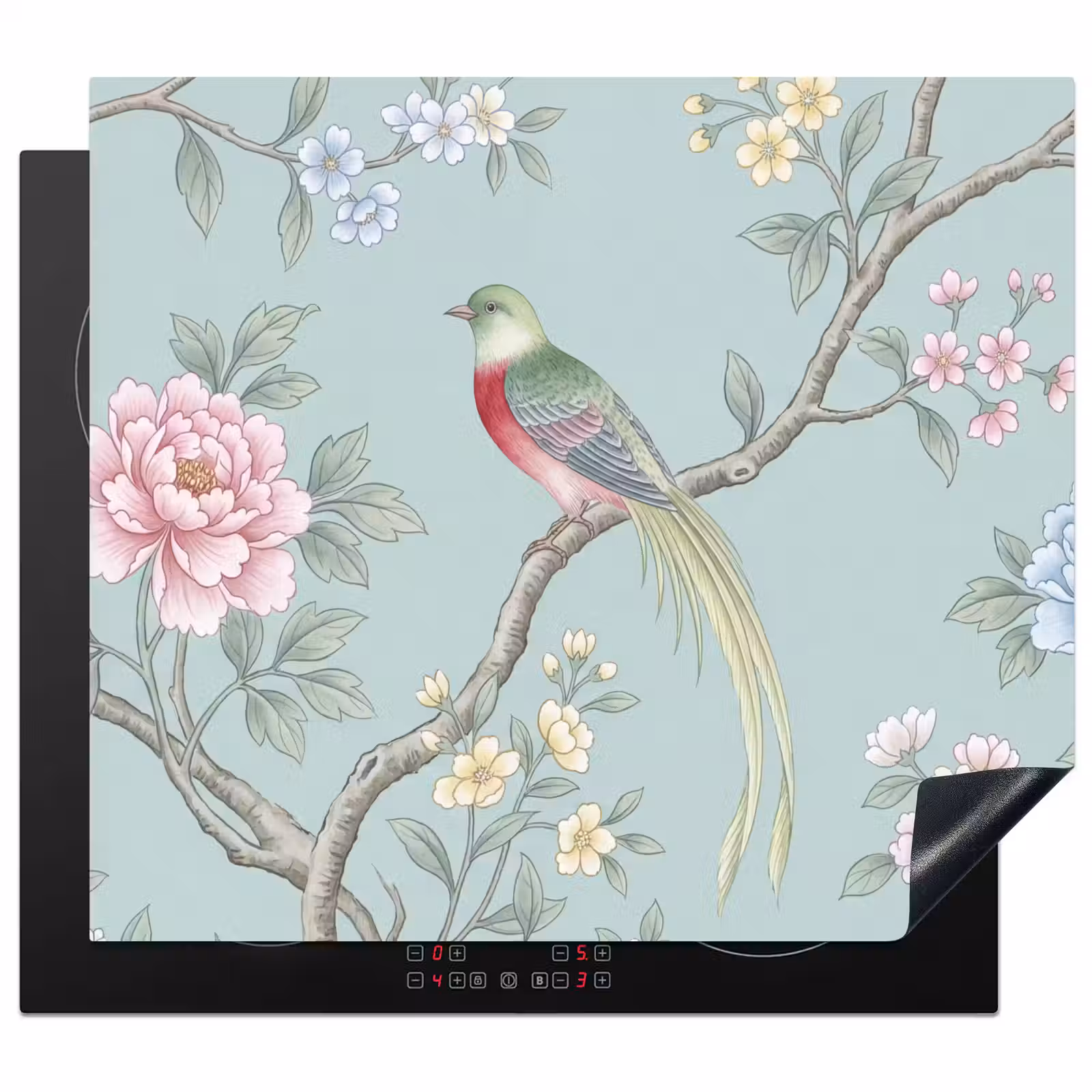 Herdabdeckplatte - Vogel - Blumen - Farbenfroh — 1
