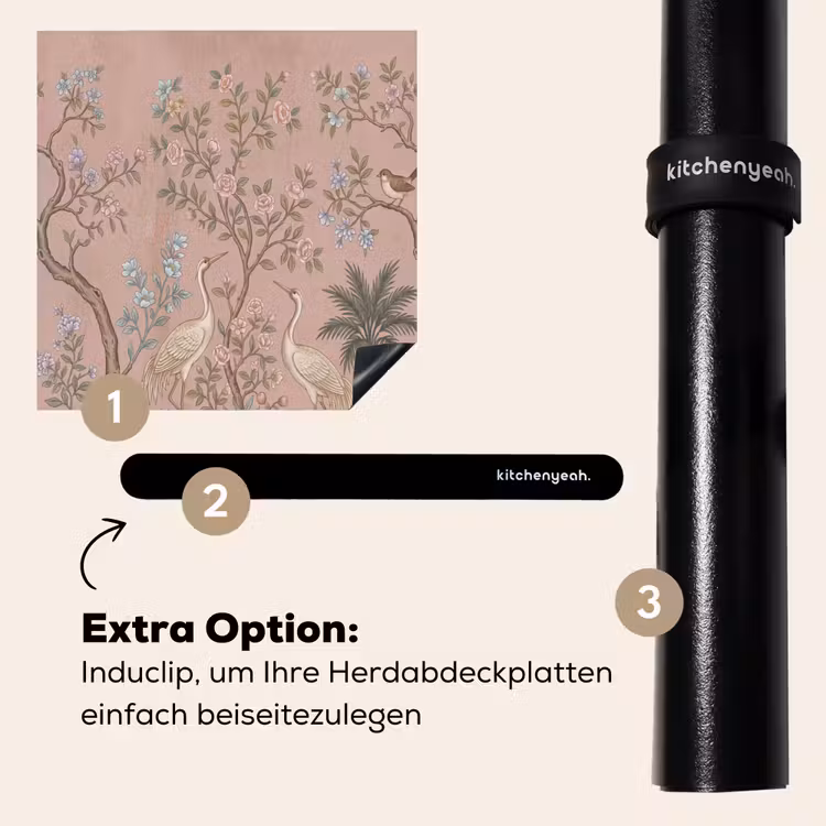 Herdabdeckplatte - Nostalgisch - Reiher - Rosa — 8