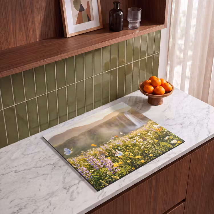 Herdabdeckplatte - Schmetterlinge - Wasserfall - Blumenfeld — 4