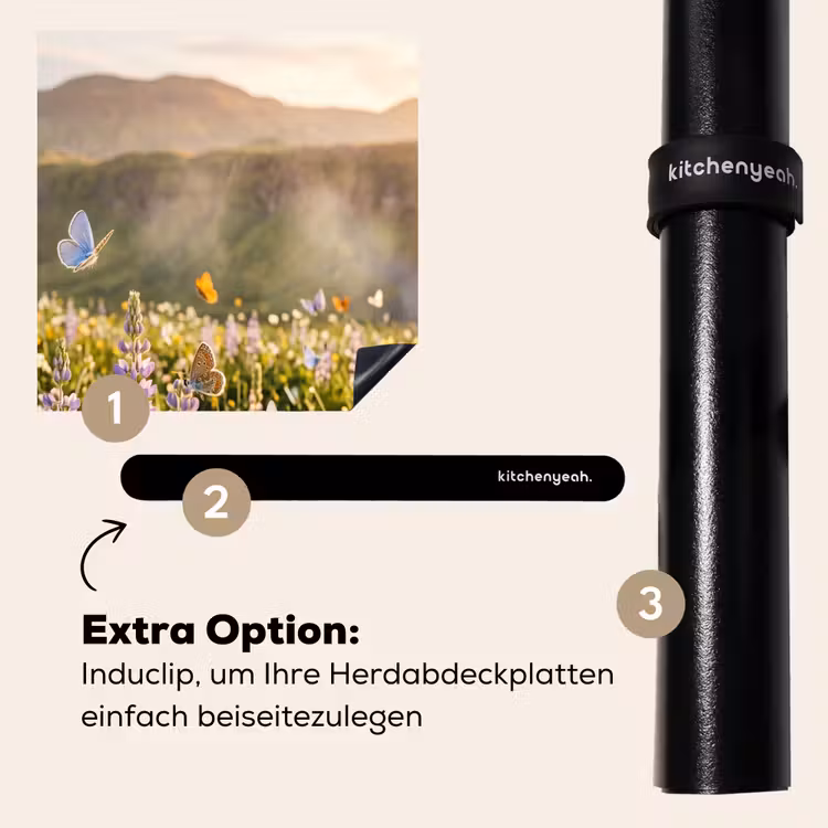 Herdabdeckplatte - Schmetterlinge - Wasserfall - Blumenfeld — 8