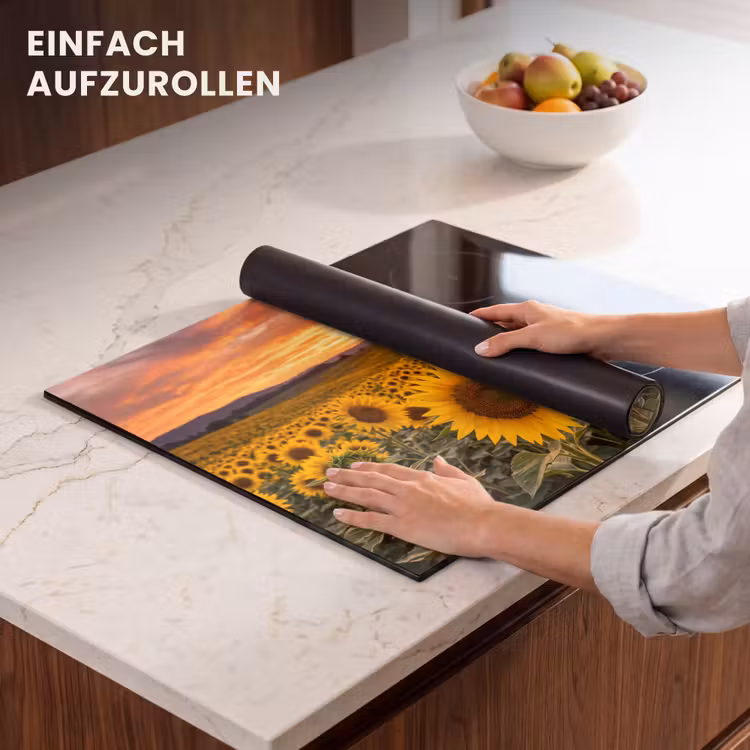 Herdabdeckplatte - Sonnenblumen - Hügellandschaft - Gelb — 7