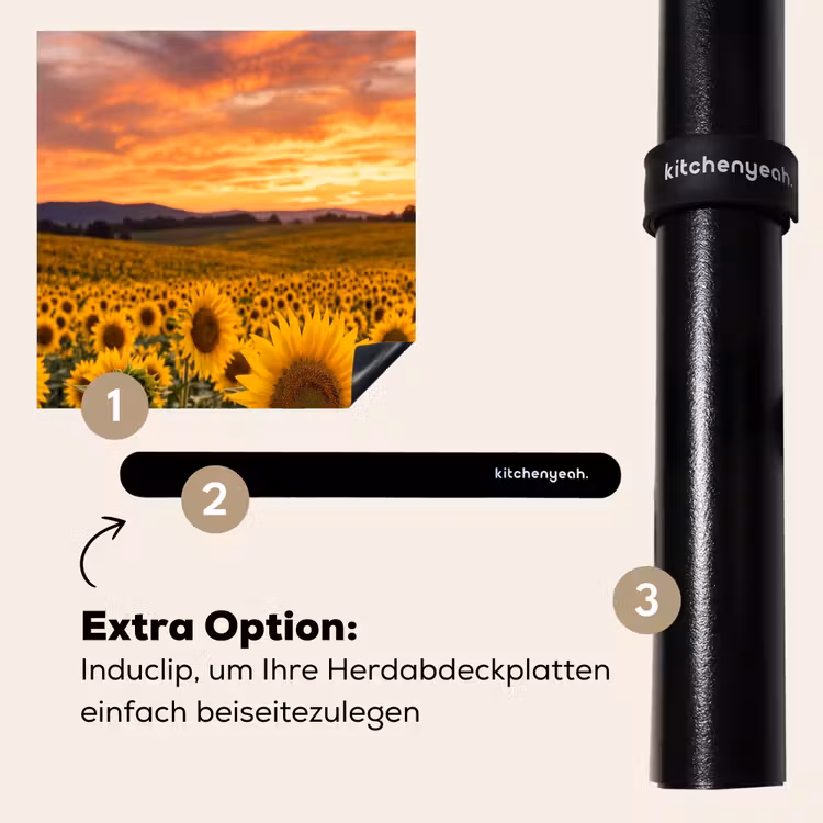Herdabdeckplatte - Sonnenblumen - Hügellandschaft - Gelb — 8