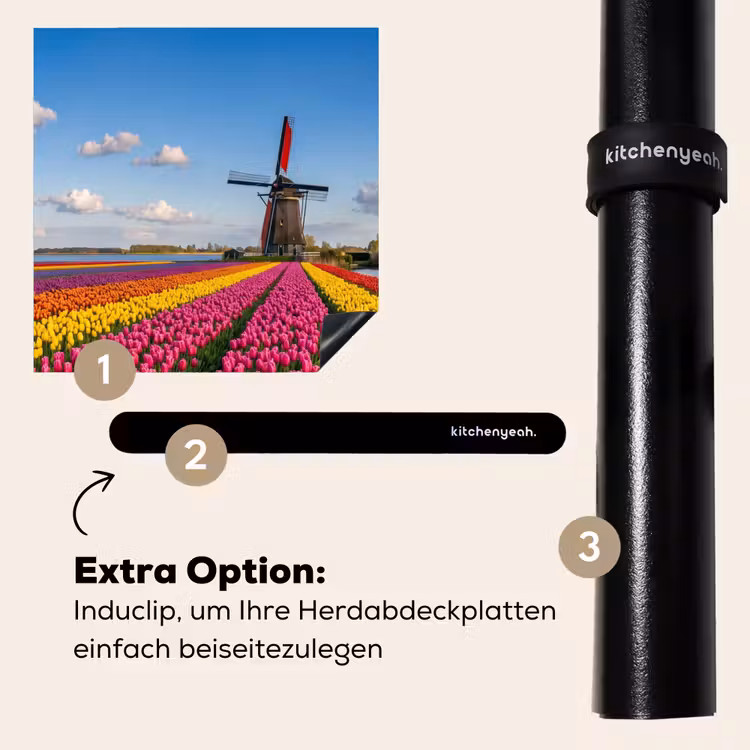 Herdabdeckplatte - Tulpen - Holland - Mühle - Farbenfroh — 8