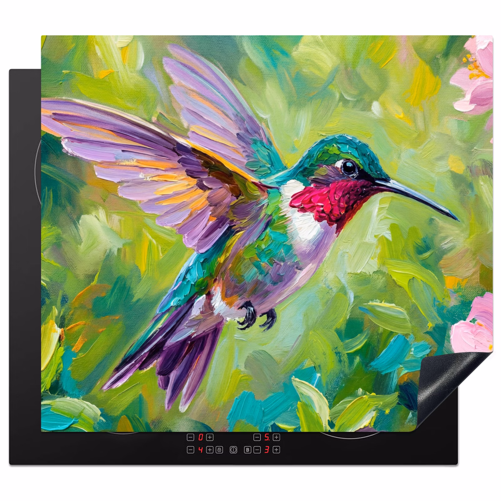 Herdabdeckplatte - Kolibri - Blumen - Natur - Farbenfroh — 1