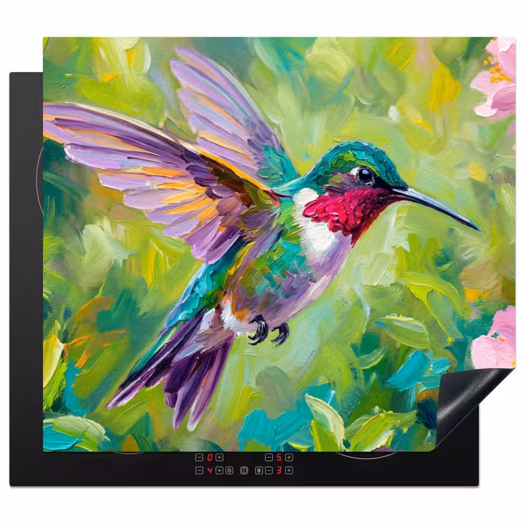 Herdabdeckplatte - Kolibri - Blumen - Natur - Farbenfroh — 1