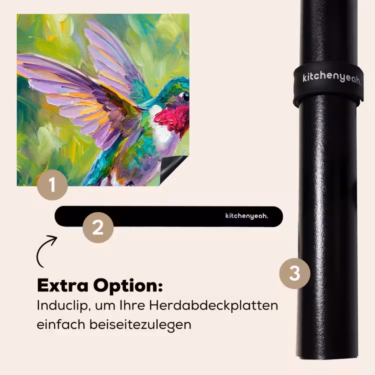 Herdabdeckplatte - Kolibri - Blumen - Natur - Farbenfroh — 8