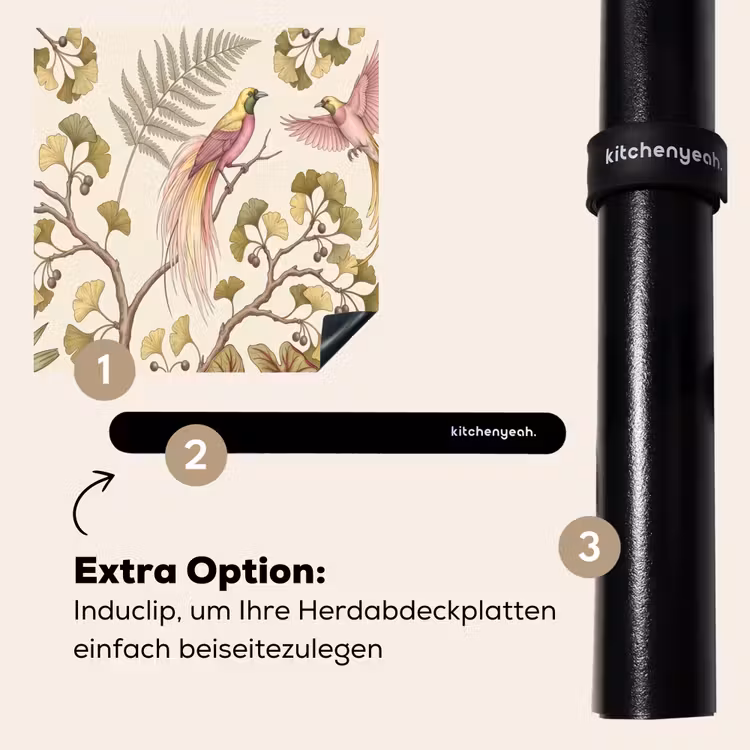 Herdabdeckplatte - Vögel - Tropisch - Botanisch - Rosa — 8