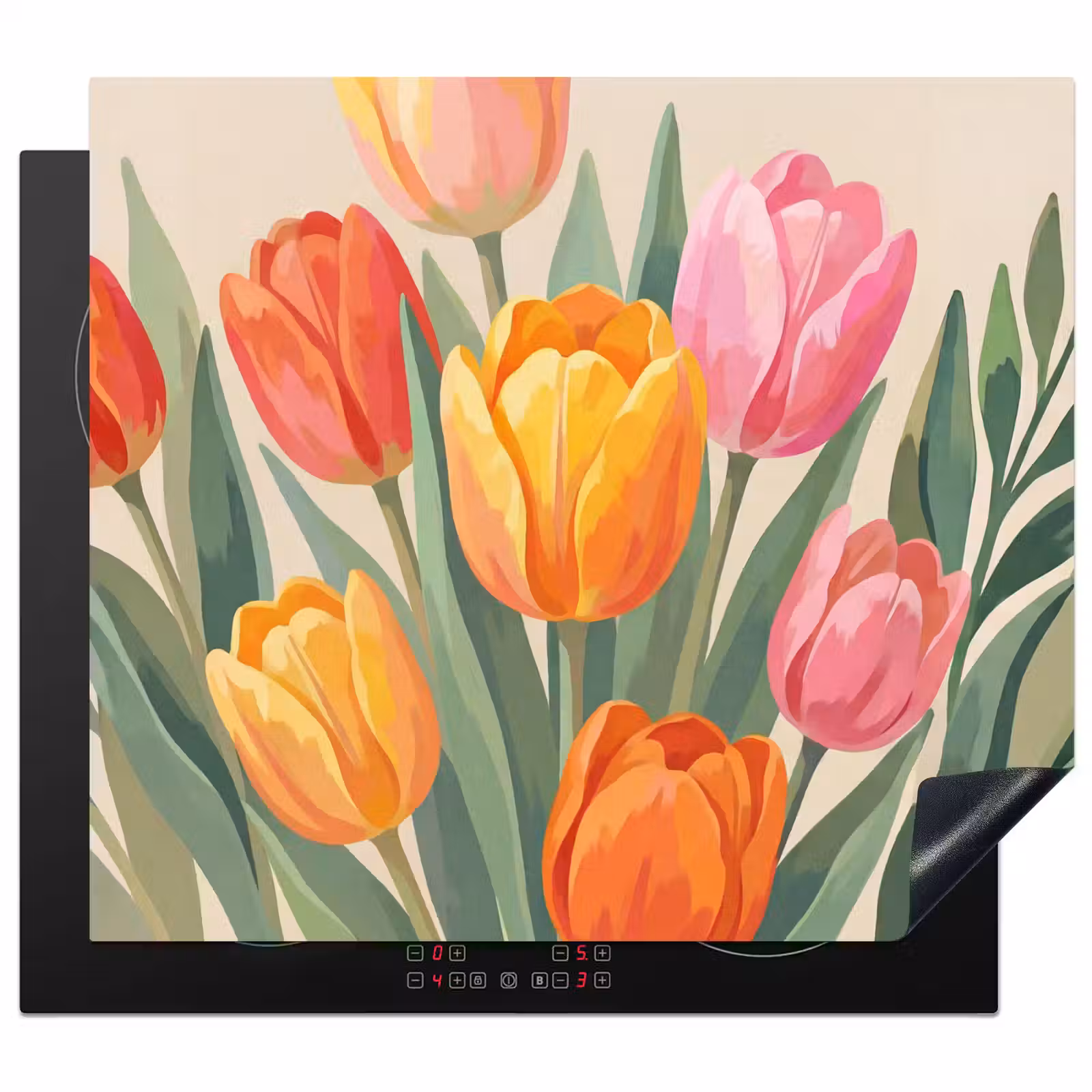 Herdabdeckplatte - Tulpen - Abstrakt - Farbenfroh — 1