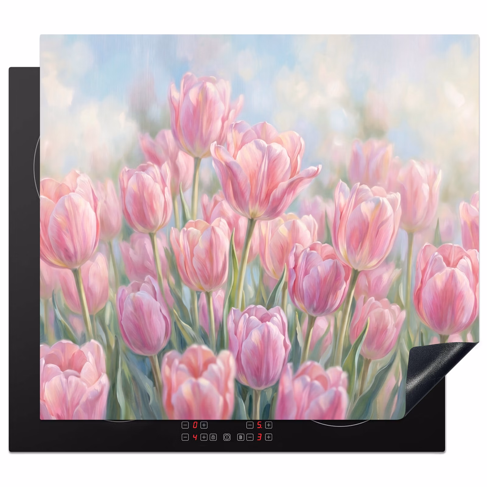 Herdabdeckplatte - Tulpen - Feld - Frühling - Rosa — 1