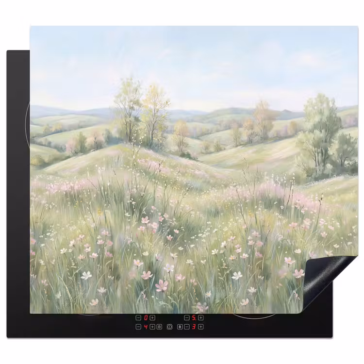 Herdabdeckplatte - Blumenfeld - Blumen - Grün — 1