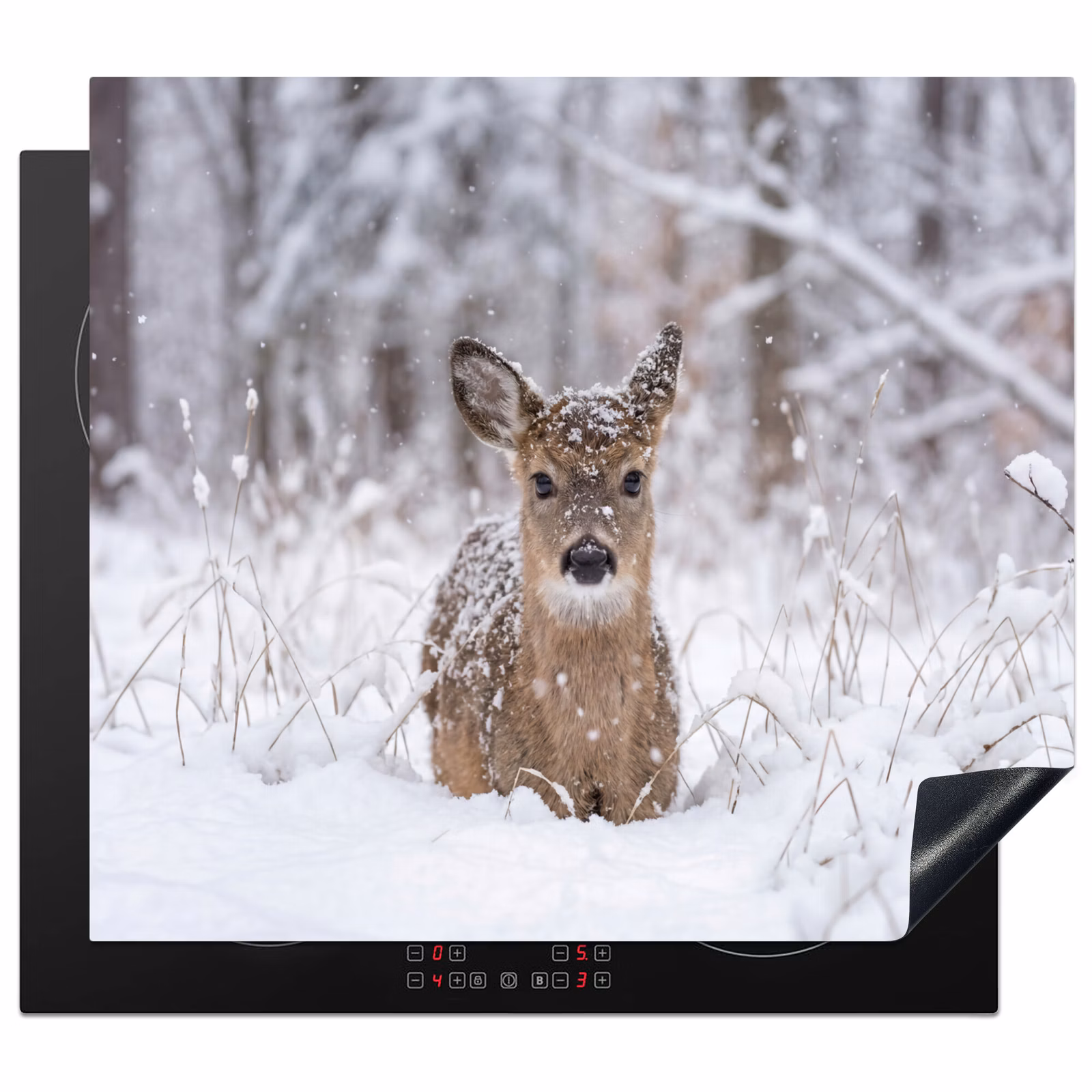Herdabdeckplatte - Hirsche - Schnee - Wald - Tiere - Liebenswert — 1