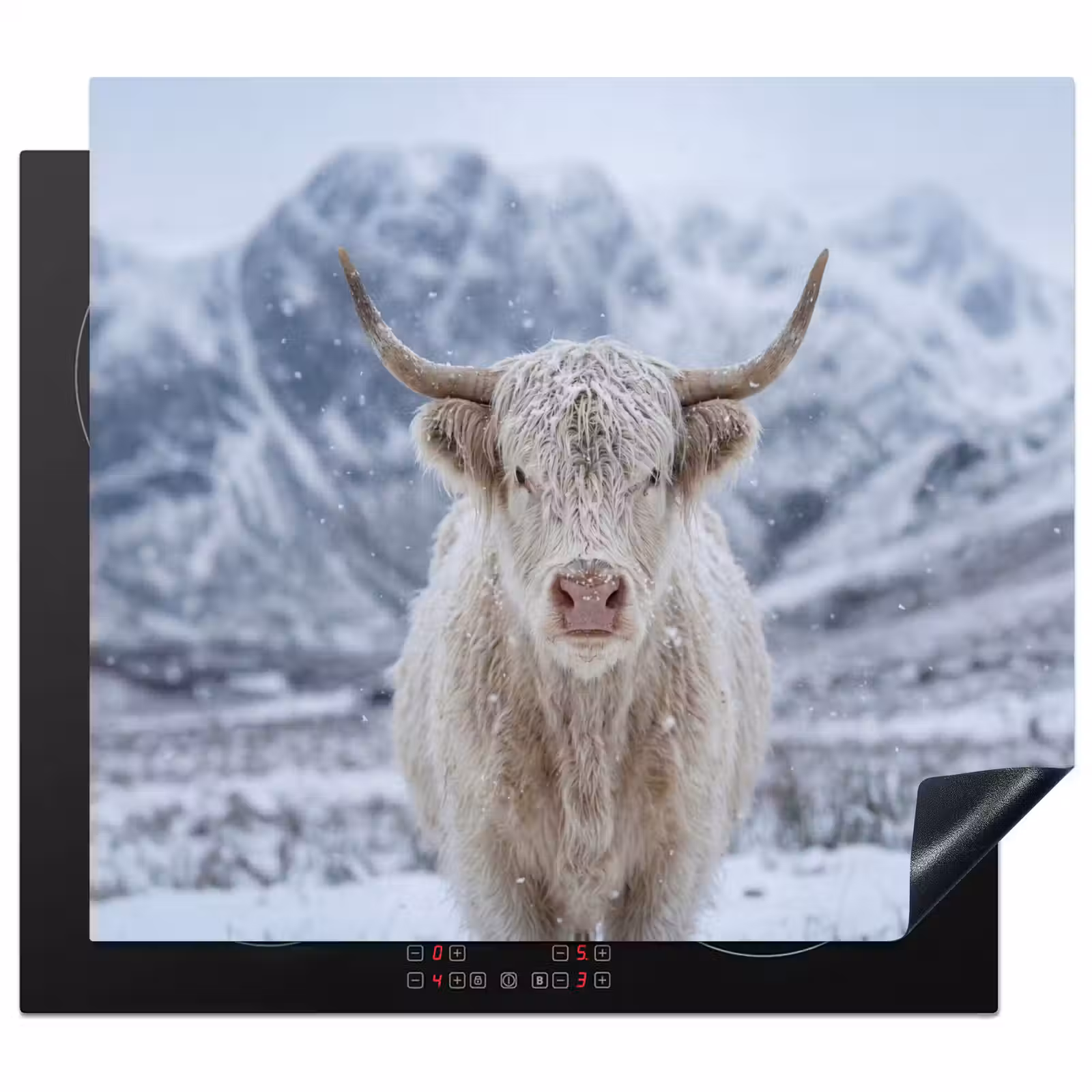 Herdabdeckplatte - Schottische Highlander - Schnee - Berge - Winter — 1