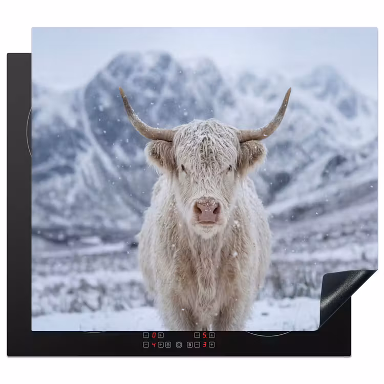 Herdabdeckplatte - Schottische Highlander - Schnee - Berge - Winter — 1