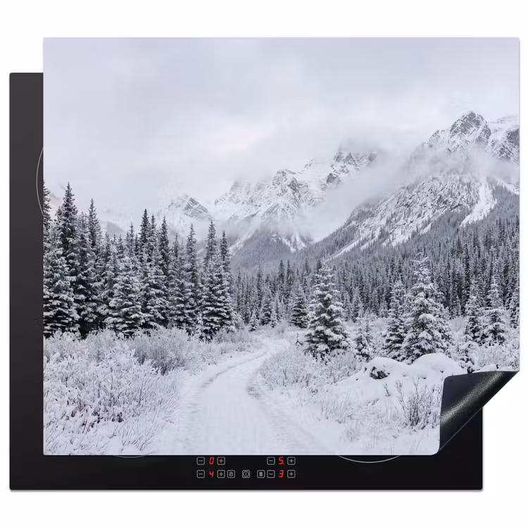 Herdabdeckplatte - Straße - Berge - Schnee - Nadelwald - Abenteuerlich — 1