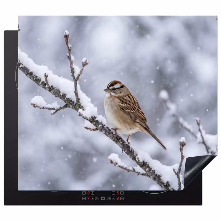 Herdabdeckplatte - Vogel - Zweig - Schnee - Winter — 1
