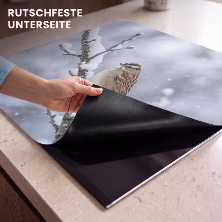 Herdabdeckplatte - Vogel - Zweig - Schnee - Winter — 6