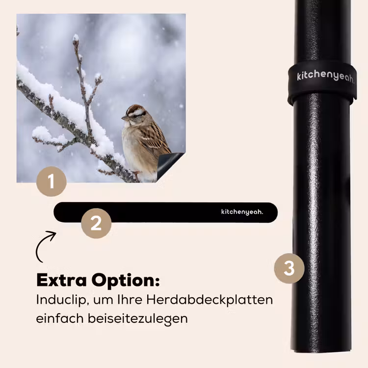 Herdabdeckplatte - Vogel - Zweig - Schnee - Winter — 8