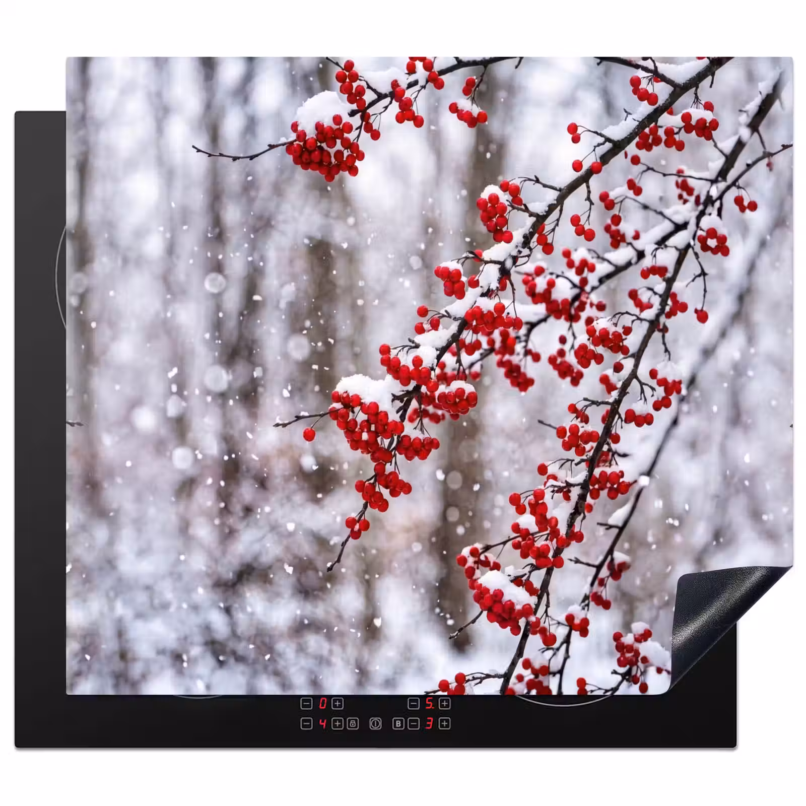 Herdabdeckplatte - Beeren - Äste - Schnee - Bunt — 1