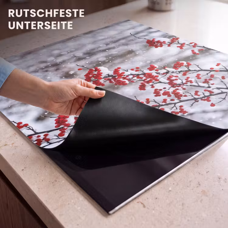 Herdabdeckplatte - Beeren - Äste - Schnee - Bunt — 6