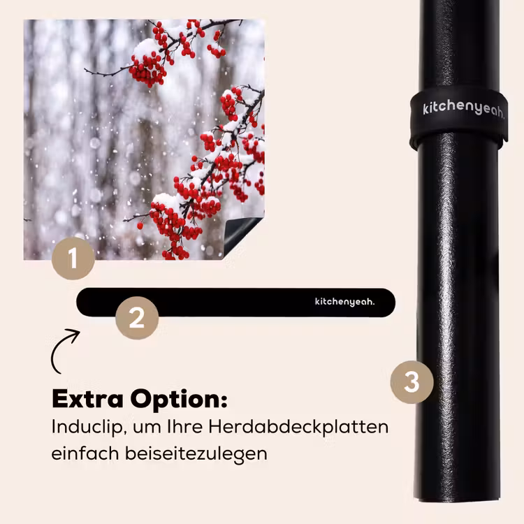 Herdabdeckplatte - Beeren - Äste - Schnee - Bunt — 8