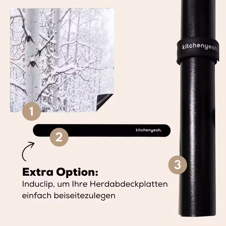 Herdabdeckplatte - Birke - Schnee - Winter - Wald - Weiß — 8