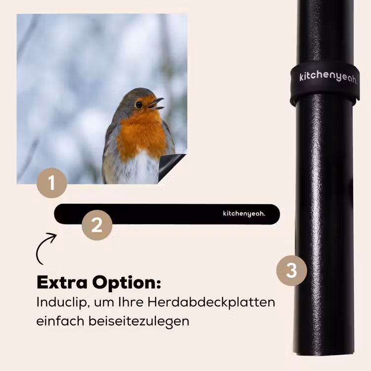 Herdabdeckplatte - Rotkehlchen - Zweig - Schnee - Winter - Lebendig — 8