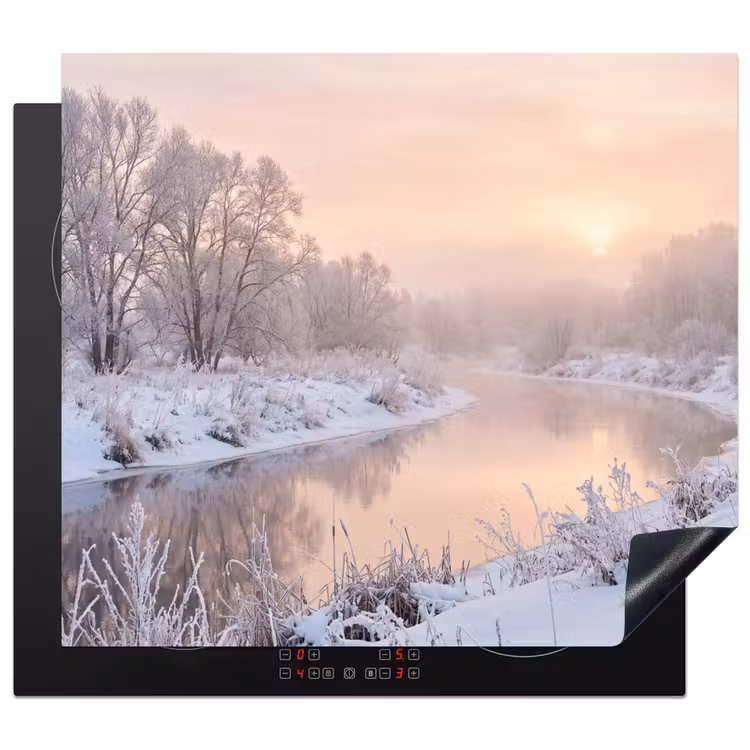 Herdabdeckplatte - Fluss - Winter - Landschaft - Schnee - Sonnenaufgang — 1