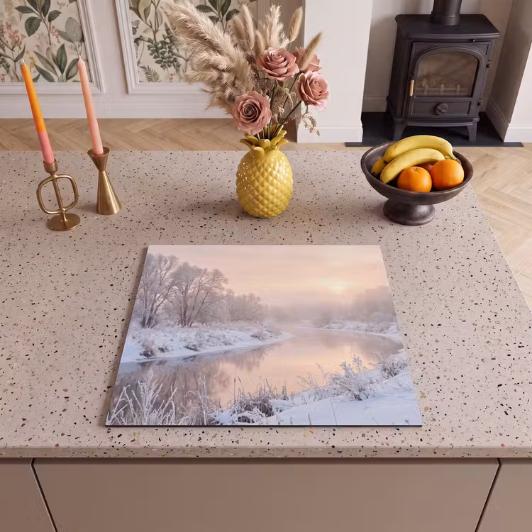 Herdabdeckplatte - Fluss - Winter - Landschaft - Schnee - Sonnenaufgang — 3