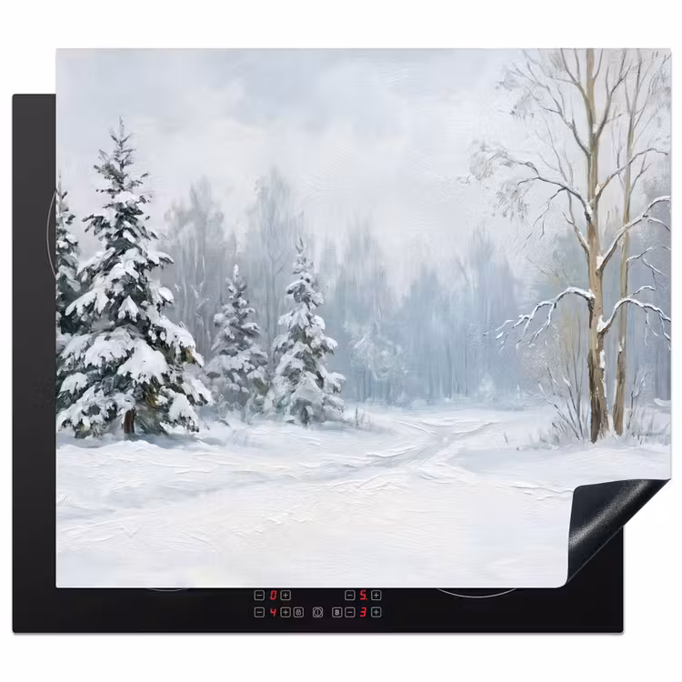 Herdabdeckplatte - Waldweg - Kiefer - Schnee - Winter - Ruhig — 1