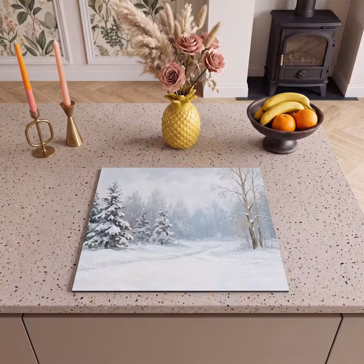 Herdabdeckplatte - Waldweg - Kiefer - Schnee - Winter - Ruhig — 3