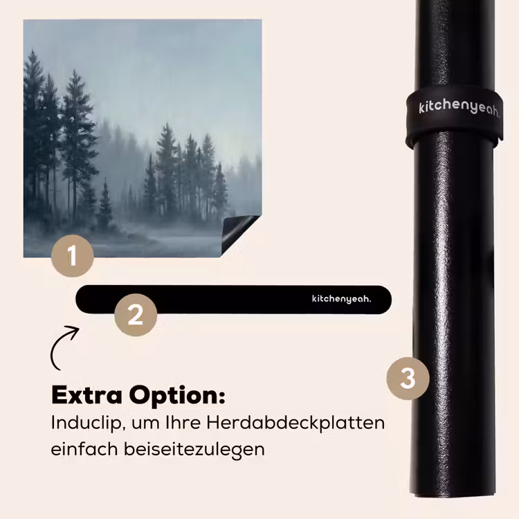 Herdabdeckplatte - Wald - See - Nebel - Natur - Grau — 8