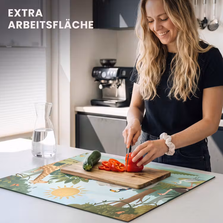 Herdabdeckplatte - Dschungel - Oase - Tiere - Farbenfroh — 5